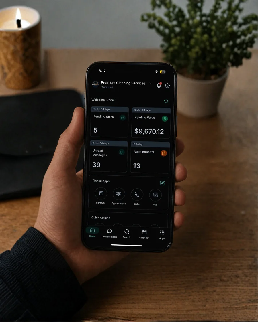 Service pro reviewing bookings on a phone